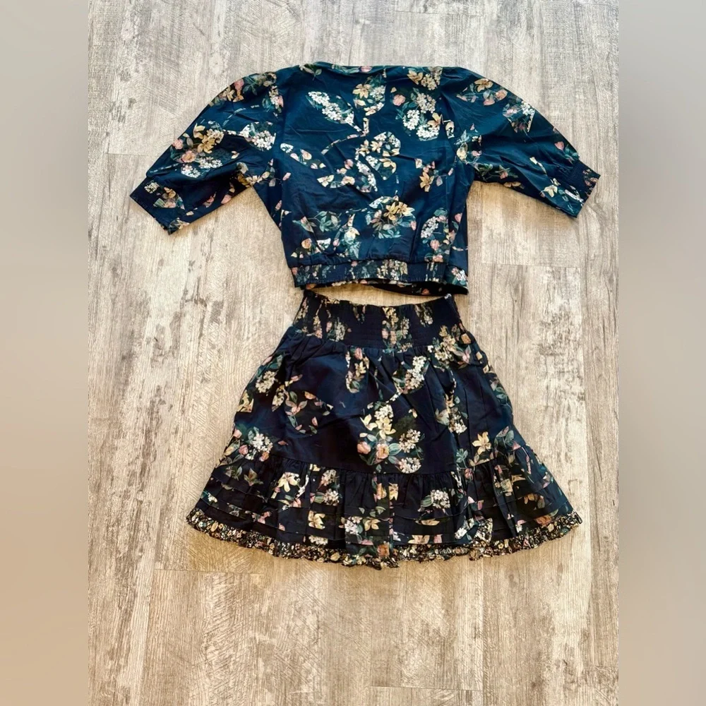 Secret Mission Bleeker Crop Bkouse & Mini Skirt 2 Piece Set, Organic Cotton NWT - Picture 9 of 9